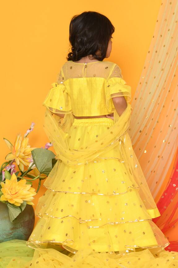 Saka Designs Yellow Embroidered Lehenga Set For Girls 2