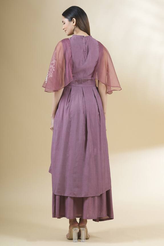 Adara Khan Purple Embroidered Chanderi Maxi Dress 2