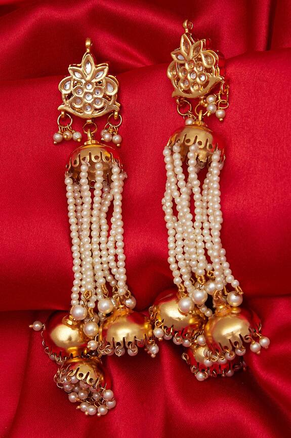 Shop_Just Shradha's_Pearl Jhumka Dangling Earrings_Online_at_Aza_Fashions