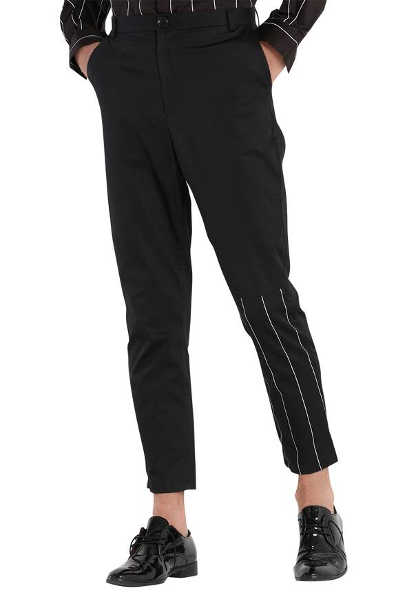 Son of A Noble Snob Black Trouser Pant With Stripe Detail 3