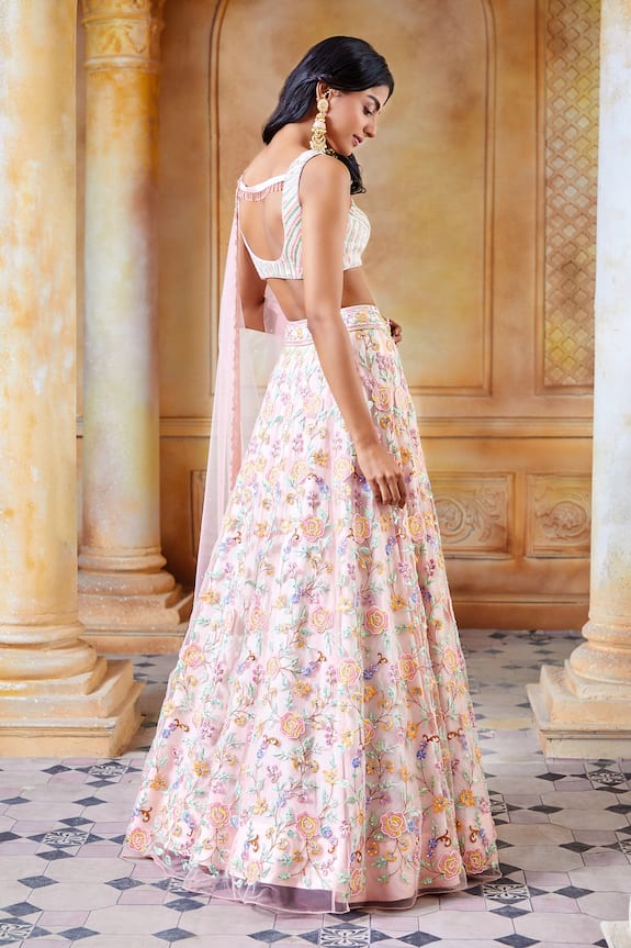 Ariyana Couture Peach Dupion Embroidered Lehenga Set 2
