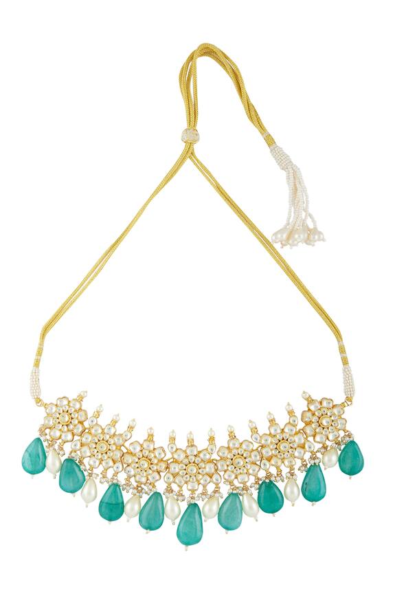 Vivinia Designer Jewellery Kundan Bead Drop Choker Jewellery Set 3