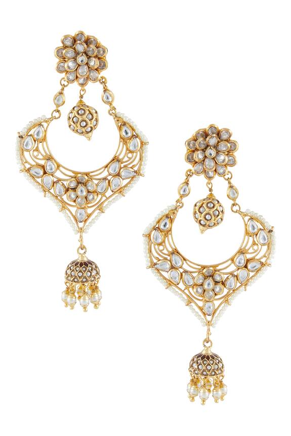 Vivinia Designer Jewellery Polki Kundan Chandbali Earrings 2