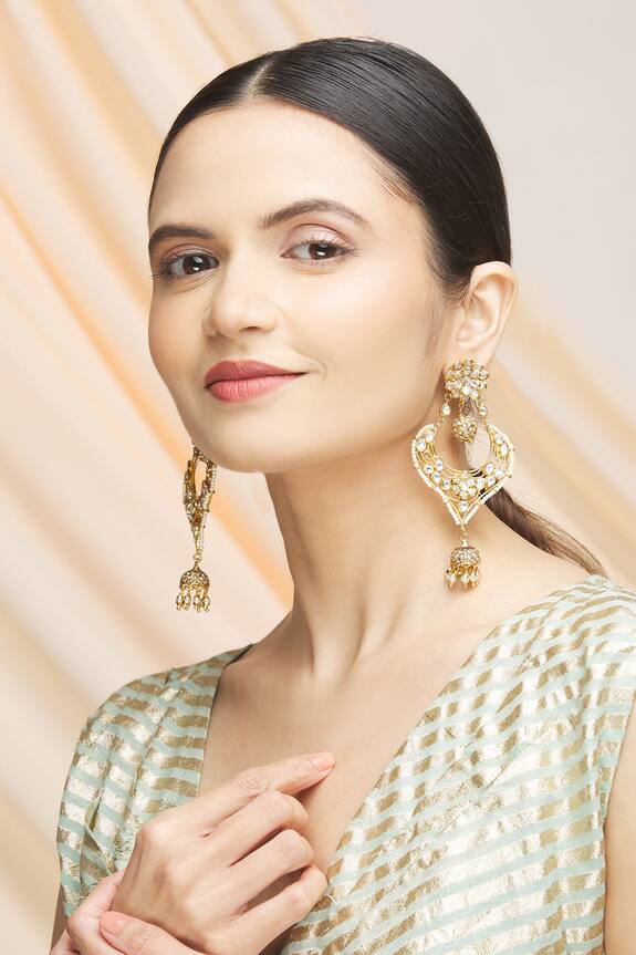 Vivinia Designer Jewellery Polki Kundan Chandbali Earrings 4
