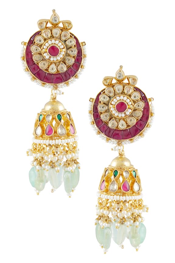 Vivinia Designer Jewellery Polki Kundan Jhumka Earrings 2