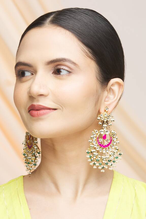 Vivinia Designer Jewellery Kundan Chandbali Earrings 3