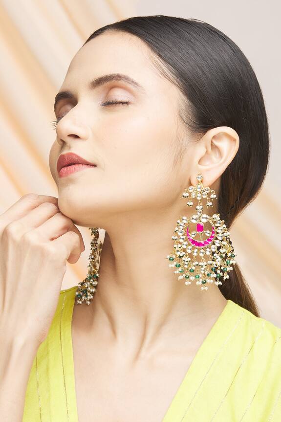 Vivinia Designer Jewellery Kundan Chandbali Earrings 4