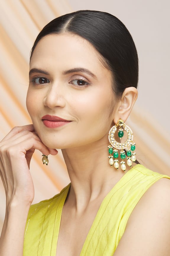 Vivinia Designer Jewellery Kundan Bead Drop Chandbali Earrings 1