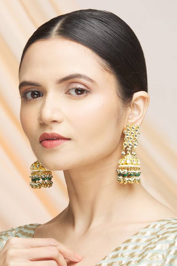 Vivinia Designer Jewellery Polki Kundan Jhumka Earrings 1