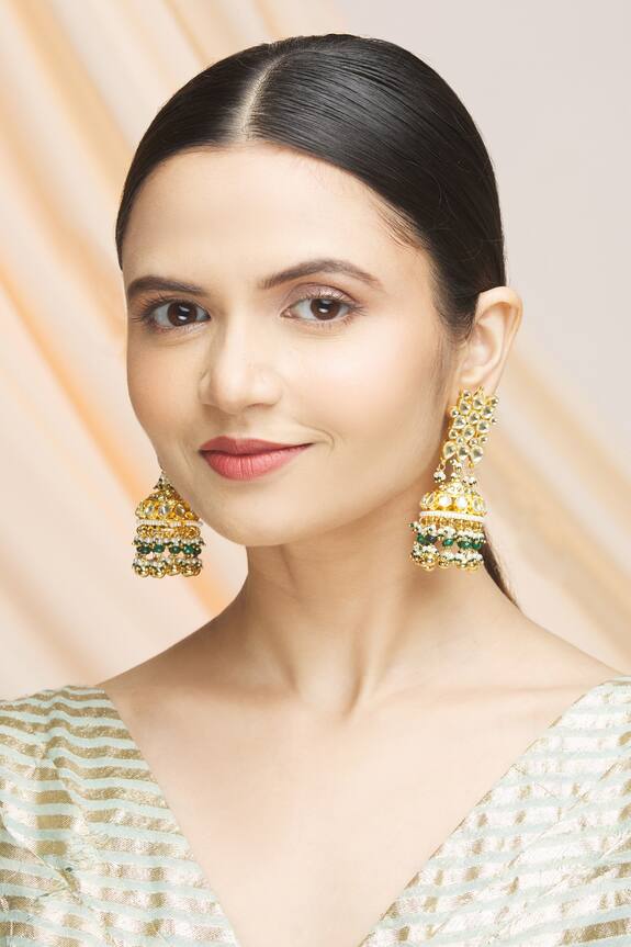 Vivinia Designer Jewellery Polki Kundan Jhumka Earrings 3