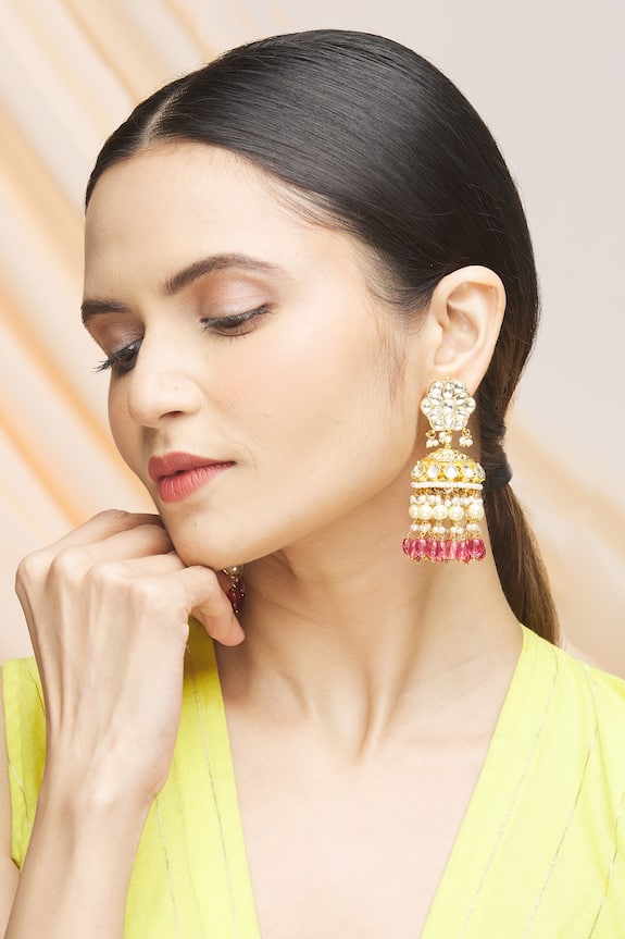 Vivinia Designer Jewellery Polki Kundan Jhumka Earrings 4