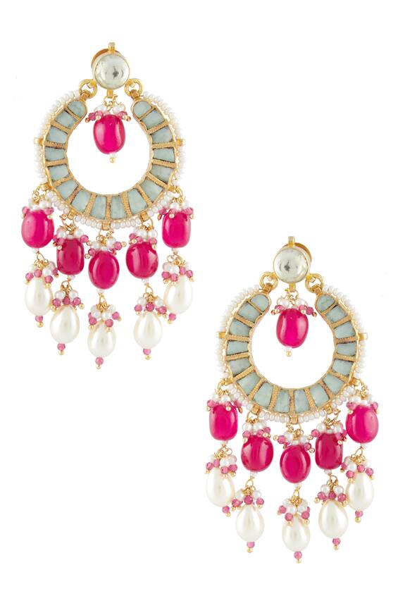 Vivinia Designer Jewellery Kundan Bead Drop Chandbali Earrings 2