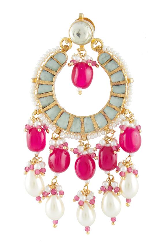 Vivinia Designer Jewellery Kundan Bead Drop Chandbali Earrings 4