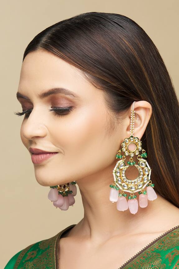 Just Shradha's Stone Tassel Drop Earrings 0