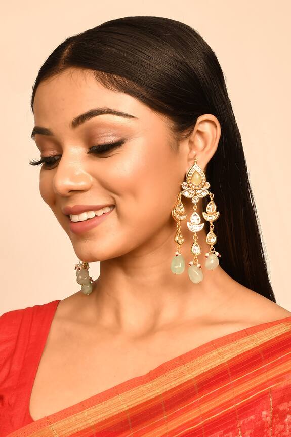 Just Shradha's Kundan Embellished Dangler Earrings 0