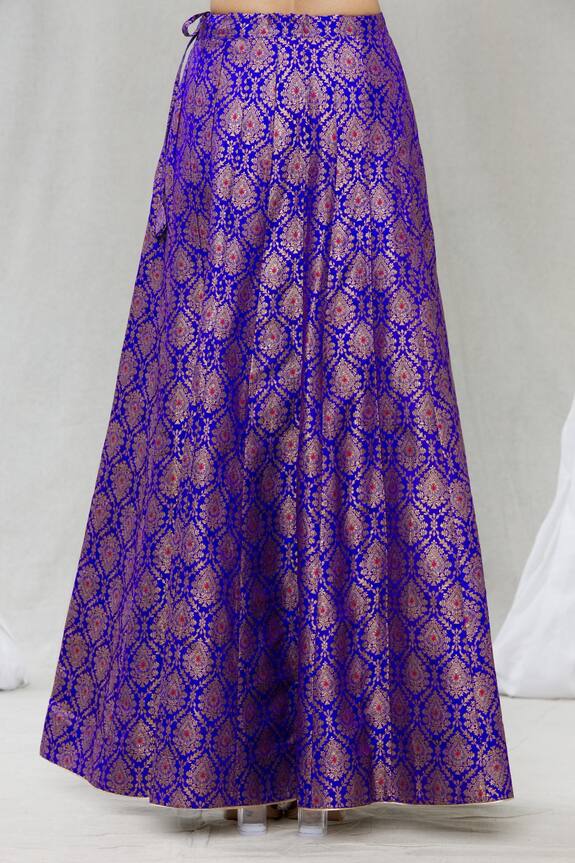 Pinki Sinha Blue Silk Brocade Lehenga Skirt 4