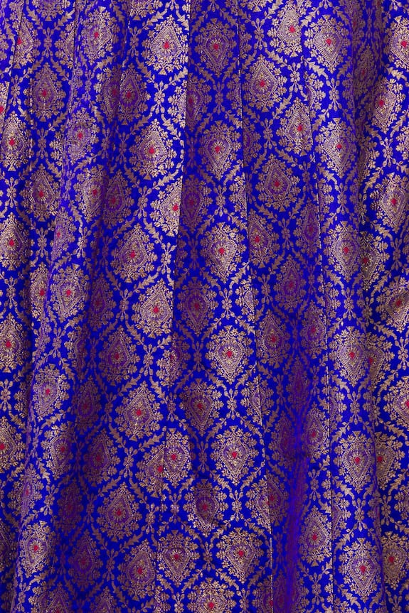 Pinki Sinha Blue Silk Brocade Lehenga Skirt 6