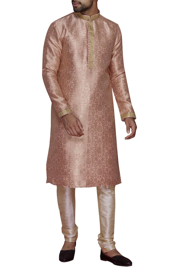 Arihant Rai Sinha Cream Mandarin Collar Kurta Set 0