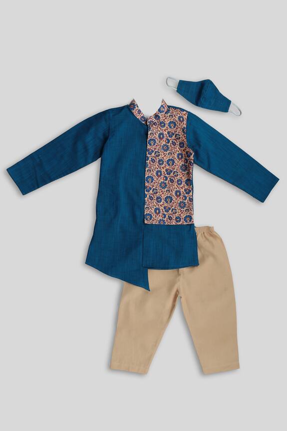 Champscloset Blue Printed Kurta And Pant Set For Boys 0