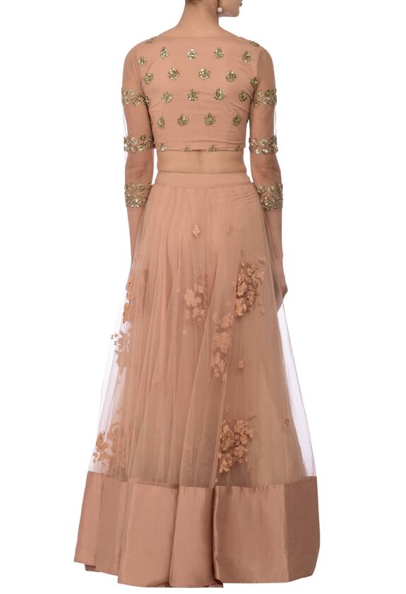 Astha Narang Pink Net Floral Embroidered Lehenga Set 2
