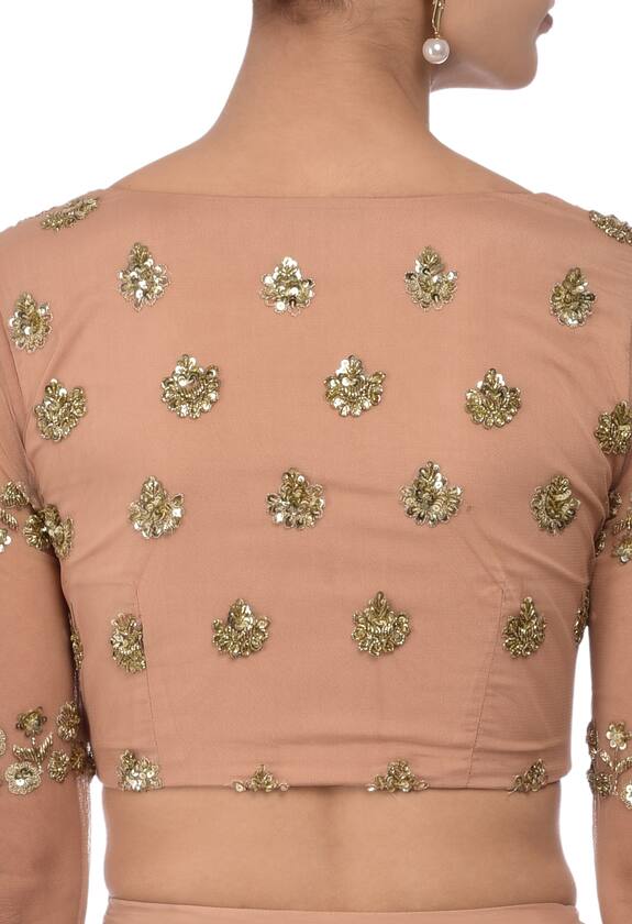 Astha Narang Pink Net Floral Embroidered Lehenga Set 5