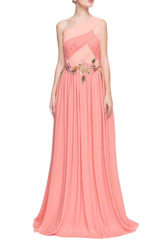 Kashmiraa Pink One Shoulder Flared Gown 3