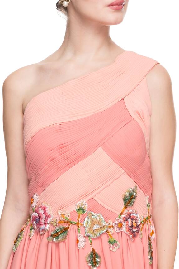 Kashmiraa Pink One Shoulder Flared Gown 4