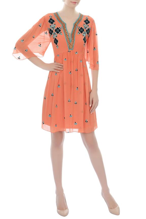 Arpan Vohra Orange Embroidered Dress 1