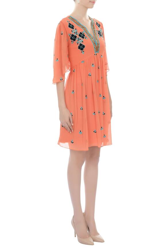 Arpan Vohra Orange Embroidered Dress 3
