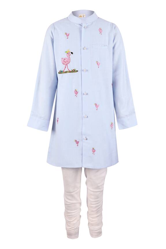 Rang by Lespetits Blue Embroidered Kurta Set For Boys 0