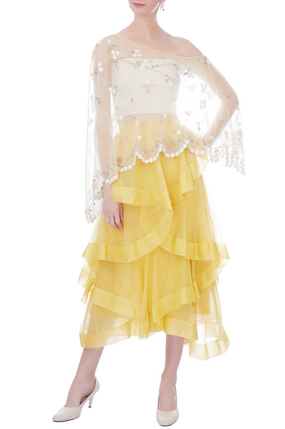 Kavita Bhartia Yellow Organza Silk Skirt 1