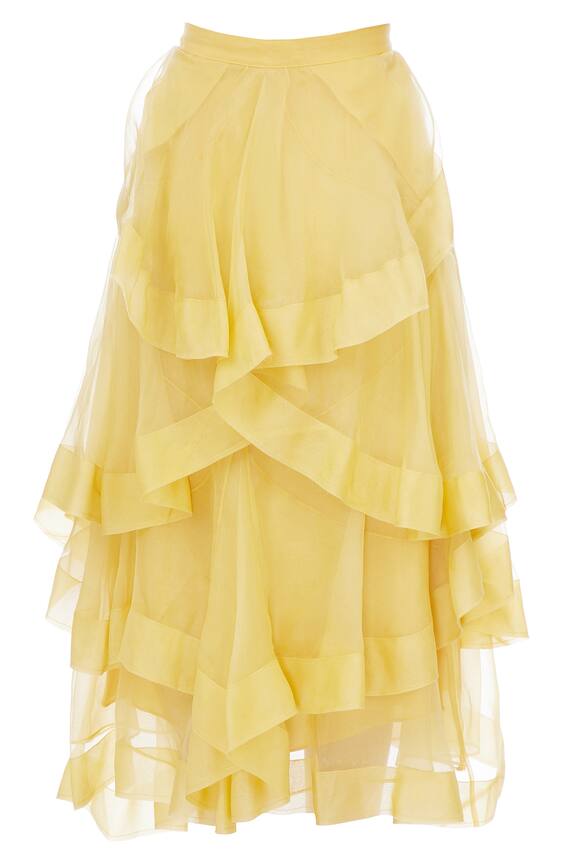 Kavita Bhartia Yellow Organza Silk Skirt 3