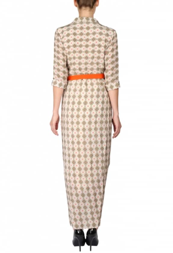 Soup by Sougat Paul Off White, Coral And Beige Printed Dhoti Dress 2