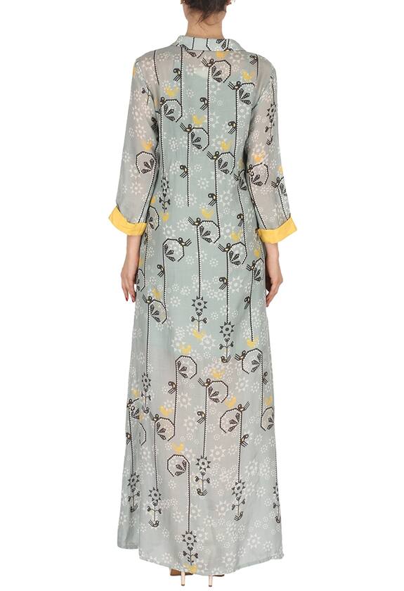 Buy Soup by Sougat Paul Grey Cotton Silk Printed Shirt Dress Online ...