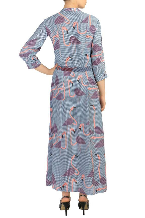 Soup by Sougat Paul Blue Moss Crepe Printed Maxi Dress With Belt 2