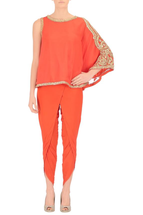 Preeti S Kapoor Orange Georgette Embellished Dhoti Pant Set 1