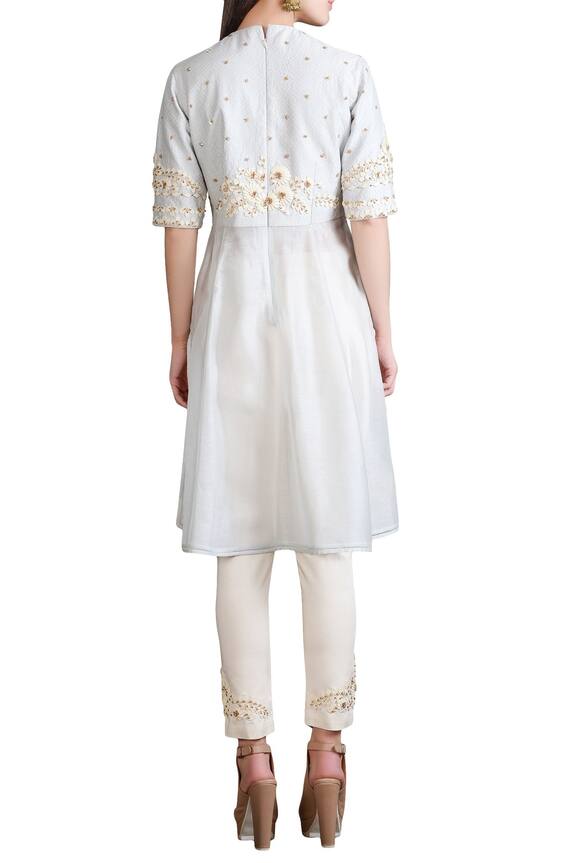Sahil Kochhar Blue Quilted Top With Cream Fitted Pants 2