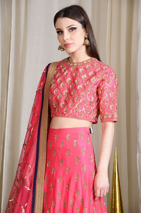 Sahil Kochhar Pink Dupion Silk Embellished Lehenga Set 3
