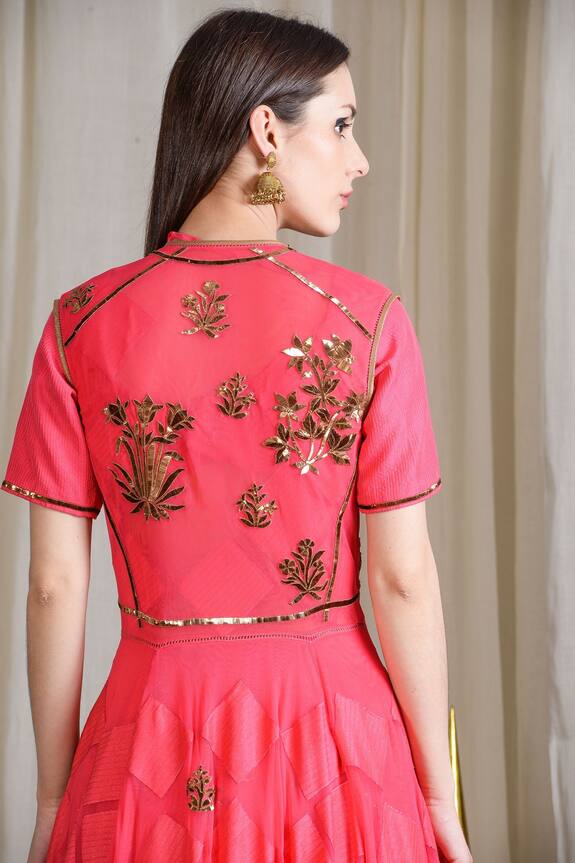 Sahil Kochhar Pink Dupion Silk Embroidered Jacket Lehenga Set 2