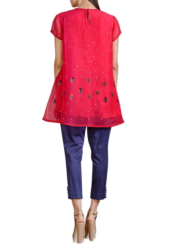Sahil Kochhar Pink Organza Embroidered Tunic 2