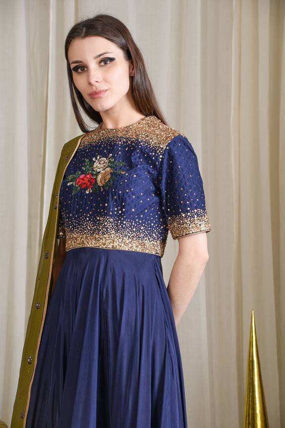 Sahil Kochhar Blue Taby Silk Embellished Anarkali Set 3