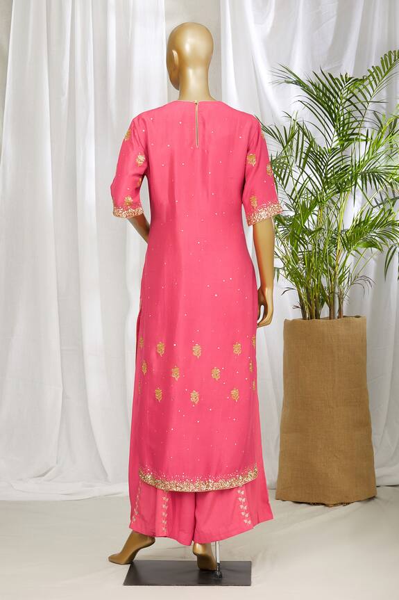 Sahil Kochhar Pink Embroidered Kurta Palazzo Set 2