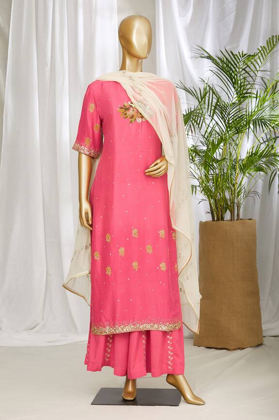 Sahil Kochhar Pink Embroidered Kurta Palazzo Set 4