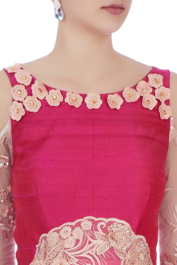 Neha Mehta Couture Pink Cold Shoulder Flared Gown 4