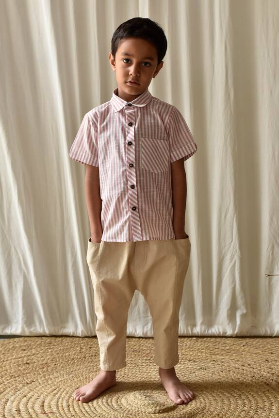 Buy Kharakapas Pink Candy Stripe Shirt For Boys Online | Aza Fashions