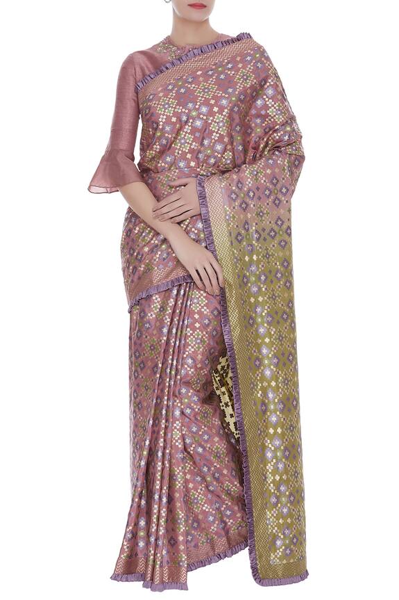 I am Design Pink Printed Saree With Blouse 1