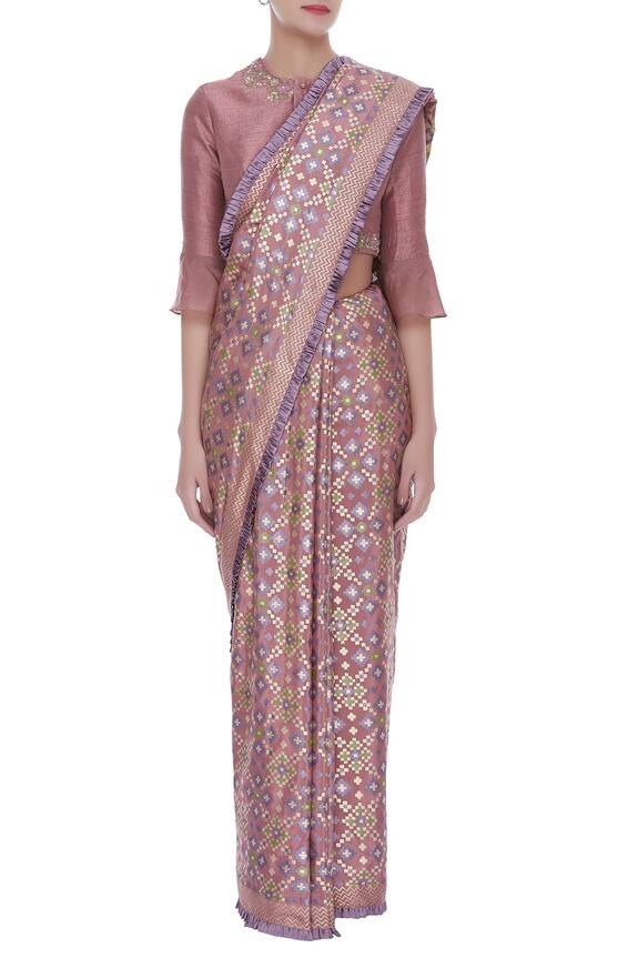 I am Design Pink Printed Saree With Blouse 3