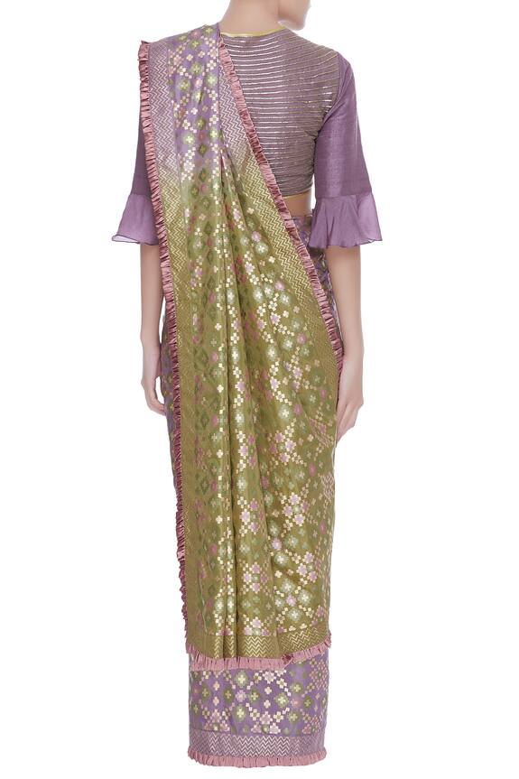 I am Design Purple Floral Embroidered Blouse With Saree 2