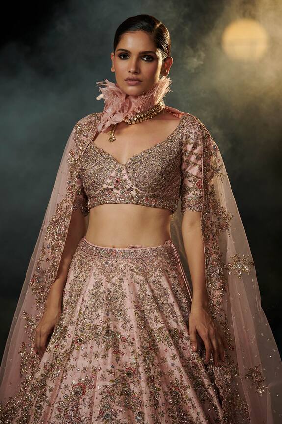 Buy Dolly J Pink Raw Silk Maira Ombre Lehenga Set Online Aza Fashions