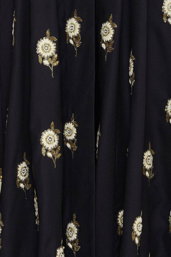 Neeta Lulla Black Embroidered Jacket With High Collar Dress And Dupatta 6
